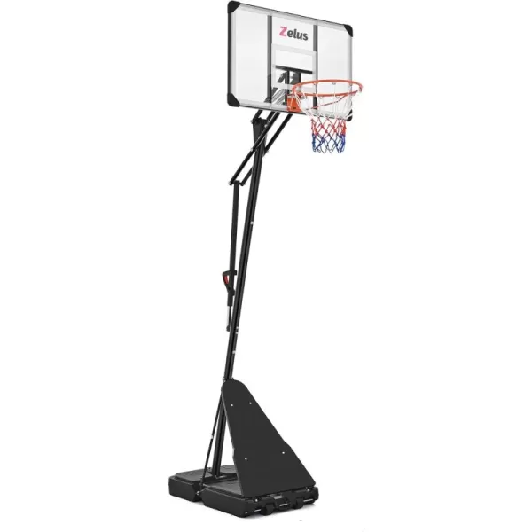ZELUS Basketball Hoop Outdoor 444955 to 10 ft Height Portable Basketball Hoop System with 18 in Standard Hoop 44 in Backboard ampamp Weight Bag Adjustable Basketball Hoop for Backyard DrivewayAdjustment Handle  B