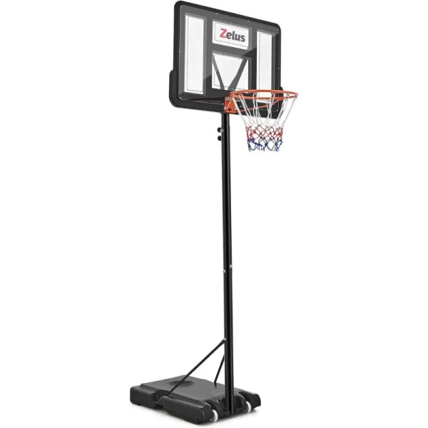 ZELUS Basketball Hoop Outdoor 444955 to 10 ft Height Portable Basketball Hoop System with 18 in Standard Hoop 44 in Backboard ampamp Weight Bag Adjustable Basketball Hoop for Backyard DrivewayThumb Screw Knobs