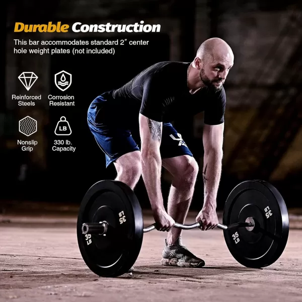 ZELUS 4ft Olympic Barbell Strength Training Equipment  EZ Curl Bar for 2quot Olympic Weight Plate Sets  Solid Steel Olympic Curl Barbell Home Gym Equipment with 2 Spring Collars 330lb Capacity