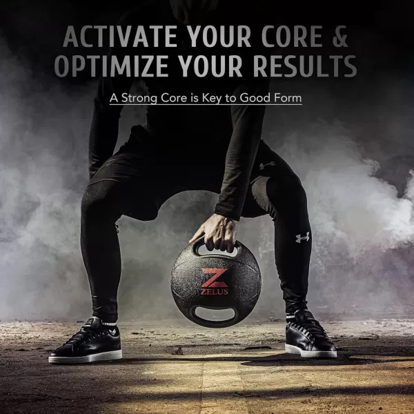 ZELUS Medicine Ball with Dual Grip 1020 lbs Exercise Ball Weight Ball with Handles Textured Grip Exercise Ball Strength Training Core Workouts100 Pounds