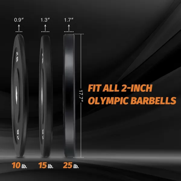 ZELUS Weight Plate Set Twin 2quot Bumper Plates for Strength and Training Fitness Olympic Weight Set with Rubber Barbell Dumbbell Plates Stainless Steel Inserts for Pro or Home Gyms Set of 2100 LBA