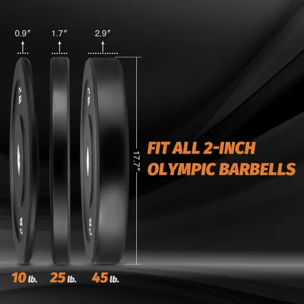 ZELUS Weight Plate Set Twin 2quot Bumper Plates for Strength and Training Fitness Olympic Weight Set with Rubber Barbell Dumbbell Plates Stainless Steel Inserts for Pro or Home Gyms Set of 2160 LB