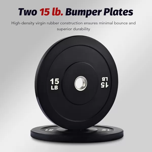 ZELUS Weight Plate Set Twin 2quot Bumper Plates for Strength and Training Fitness Olympic Weight Set with Rubber Barbell Dumbbell Plates Stainless Steel Inserts for Pro or Home Gyms Set of 215 LB