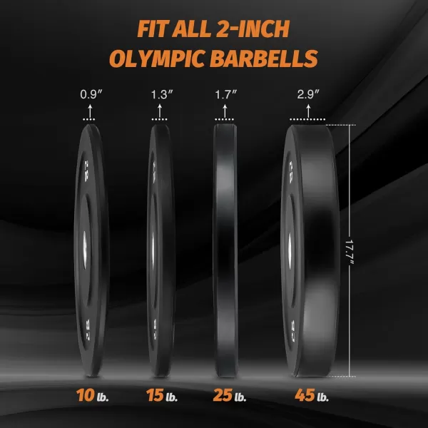 ZELUS Weight Plate Set Twin 2quot Bumper Plates for Strength and Training Fitness Olympic Weight Set with Rubber Barbell Dumbbell Plates Stainless Steel Inserts for Pro or Home Gyms Set of 2190 LB