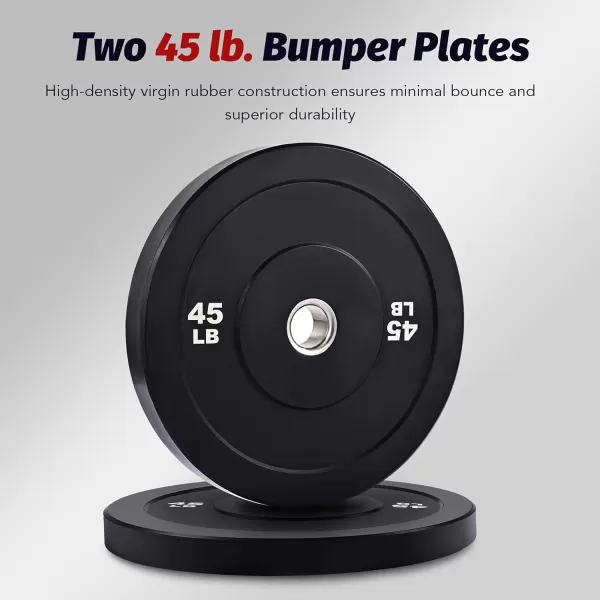 ZELUS Weight Plate Set Twin 2quot Bumper Plates for Strength and Training Fitness Olympic Weight Set with Rubber Barbell Dumbbell Plates Stainless Steel Inserts for Pro or Home Gyms Set of 245 LB