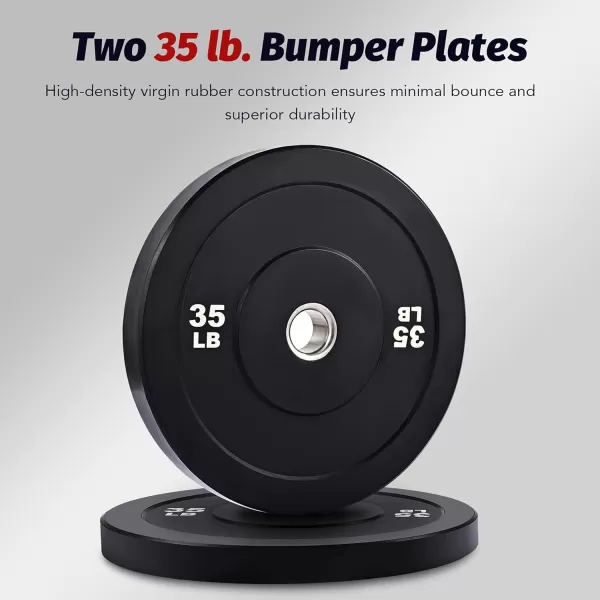 ZELUS Weight Plate Set Twin 2quot Bumper Plates for Strength and Training Fitness Olympic Weight Set with Rubber Barbell Dumbbell Plates Stainless Steel Inserts for Pro or Home Gyms Set of 235 LB
