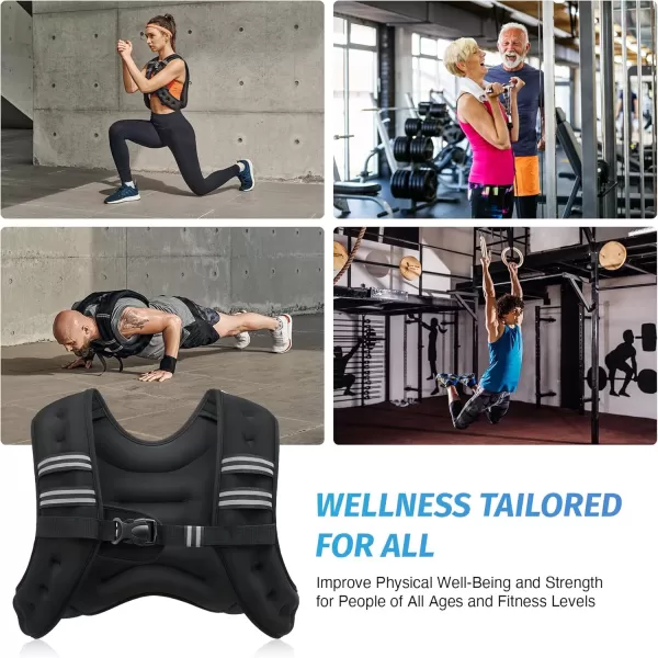ZELUS Weighted Vest 6lb8lb12lb16lb20lb25lb30lb Weight Vest with Reflective Stripe for Workout Strength Training Running Fitness Muscle Building Weight Loss WeightliftingBlack