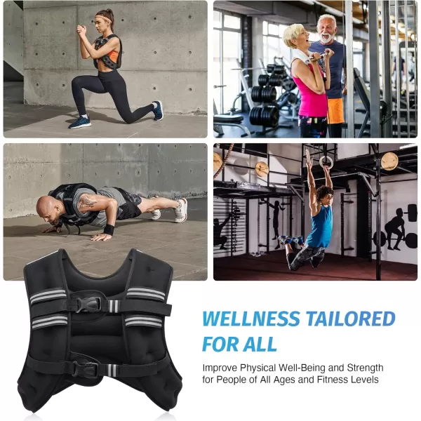 ZELUS Weighted Vest 6lb8lb12lb16lb20lb25lb30lb Weight Vest with Reflective Stripe for Workout Strength Training Running Fitness Muscle Building Weight Loss WeightliftingBlack
