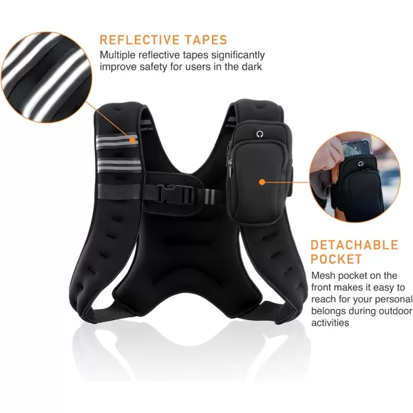 ZELUS Weighted Vest 6lb8lb12lb16lb20lb25lb30lb Weight Vest with Reflective Stripe for Workout Strength Training Running Fitness Muscle Building Weight Loss WeightliftingBlack