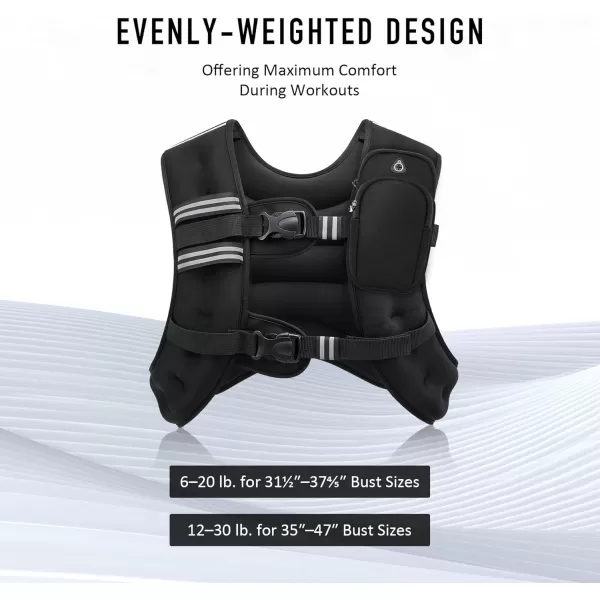 ZELUS Weighted Vest 6lb8lb12lb16lb20lb25lb30lb Weight Vest with Reflective Stripe for Workout Strength Training Running Fitness Muscle Building Weight Loss WeightliftingBlack
