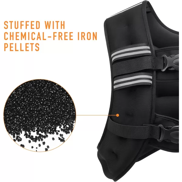 ZELUS Weighted Vest 6lb8lb12lb16lb20lb25lb30lb Weight Vest with Reflective Stripe for Workout Strength Training Running Fitness Muscle Building Weight Loss WeightliftingBlack