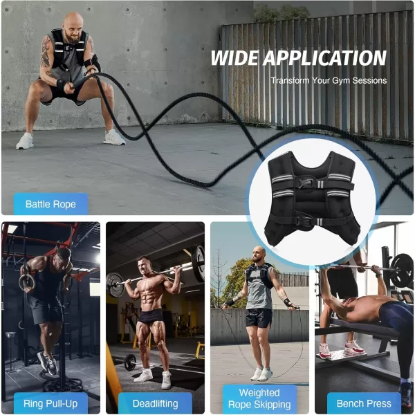 ZELUS Weighted Vest 6lb8lb12lb16lb20lb25lb30lb Weight Vest with Reflective Stripe for Workout Strength Training Running Fitness Muscle Building Weight Loss WeightliftingBlack