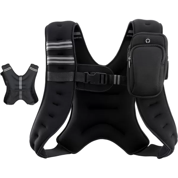 ZELUS Weighted Vest 6lb8lb12lb16lb20lb25lb30lb Weight Vest with Reflective Stripe for Workout Strength Training Running Fitness Muscle Building Weight Loss WeightliftingBlack