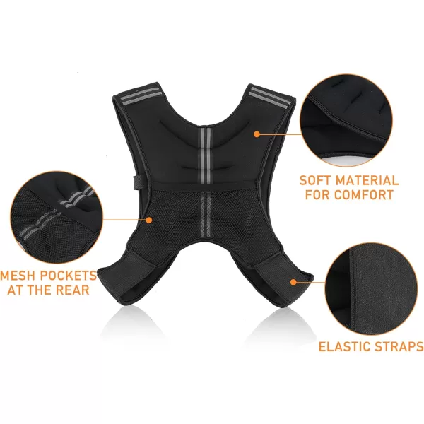 ZELUS Weighted Vest 6lb8lb12lb16lb20lb25lb30lb Weight Vest with Reflective Stripe for Workout Strength Training Running Fitness Muscle Building Weight Loss WeightliftingBlack