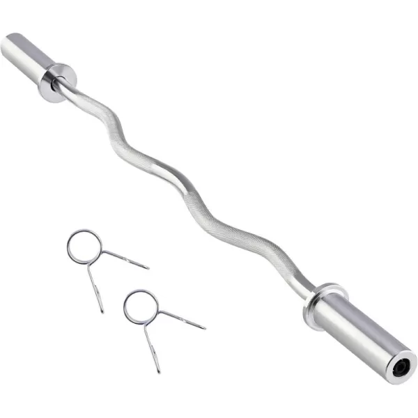 ZELUS 4ft Olympic Barbell Strength Training Equipment  EZ Curl Bar for 2quot Olympic Weight Plate Sets  Solid Steel Olympic Curl Barbell Home Gym Equipment with 2 Spring Collars 330lb Capacity
