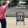 imageZELUS Baseball Net with Target Pockets Pitching Net with Strike Zone Portable Pitcher Trainer Net Height Adjustable Softball Baseball Training Equipment for Hitting and Pitching9 Hole