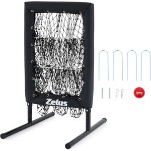 imageZELUS 9Hole Pitching Net HeavyDuty Baseball Net with Authentic Strike Zone ampamp Detachable Stand Height Adjustable Baseball Training Net for Batting Pitching Hitting Outdoor Softball Aid Equipment