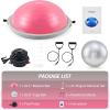 imageZELUS 25in Balance Ball  660lb Inflatable Half Exercise Ball Wobble Board Balance Trainer w Nonslip Base  Half Yoga Ball Strength Training Equipment w 2 Bands Pump Extra Ball IncludedPink SurfaceGray Base