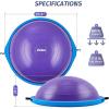 imageZELUS 25in Balance Ball  660lb Inflatable Half Exercise Ball Wobble Board Balance Trainer w Nonslip Base  Half Yoga Ball Strength Training Equipment w 2 Bands Pump Extra Ball IncludedPurple SurfaceBlue Base