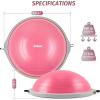 imageZELUS 25in Balance Ball  660lb Inflatable Half Exercise Ball Wobble Board Balance Trainer w Nonslip Base  Half Yoga Ball Strength Training Equipment w 2 Bands Pump Extra Ball IncludedPink SurfaceGray Base