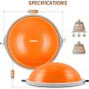 imageZELUS 25in Balance Ball  660lb Inflatable Half Exercise Ball Wobble Board Balance Trainer w Nonslip Base  Half Yoga Ball Strength Training Equipment w 2 Bands Pump Extra Ball IncludedOrange SurfaceGray Base