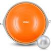imageZELUS 25in Balance Ball  660lb Inflatable Half Exercise Ball Wobble Board Balance Trainer w Nonslip Base  Half Yoga Ball Strength Training Equipment w 2 Bands Pump Extra Ball IncludedOrange SurfaceGray Base