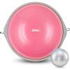 imageZELUS 25in Balance Ball  660lb Inflatable Half Exercise Ball Wobble Board Balance Trainer w Nonslip Base  Half Yoga Ball Strength Training Equipment w 2 Bands Pump Extra Ball IncludedPink SurfaceGray Base