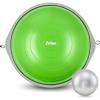 imageZELUS 25in Balance Ball  660lb Inflatable Half Exercise Ball Wobble Board Balance Trainer w Nonslip Base  Half Yoga Ball Strength Training Equipment w 2 Bands Pump Extra Ball IncludedGreen SurfaceGray Base
