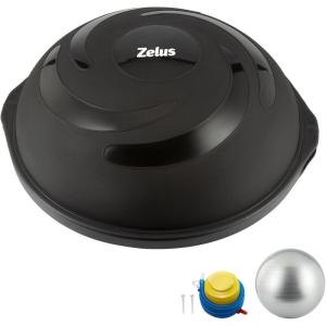 imageZELUS 25in Balance Ball  660lb Inflatable Half Exercise Ball Wobble Board Balance Trainer w Nonslip Base  Half Yoga Ball Strength Training Equipment w 2 Bands Pump Extra Ball IncludedBlack