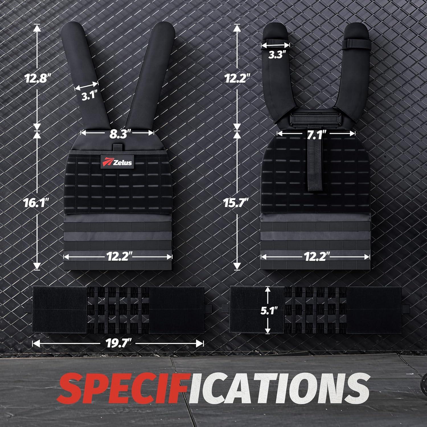 imageZELUS Tactical Weighted Vest Training Vest with MOLLE Panels Chest Pocket Weight Vest for Women Men with Adjustable Shoulder Waist Straps Tactical Training Gear for Outdoor Fitness GymBlack