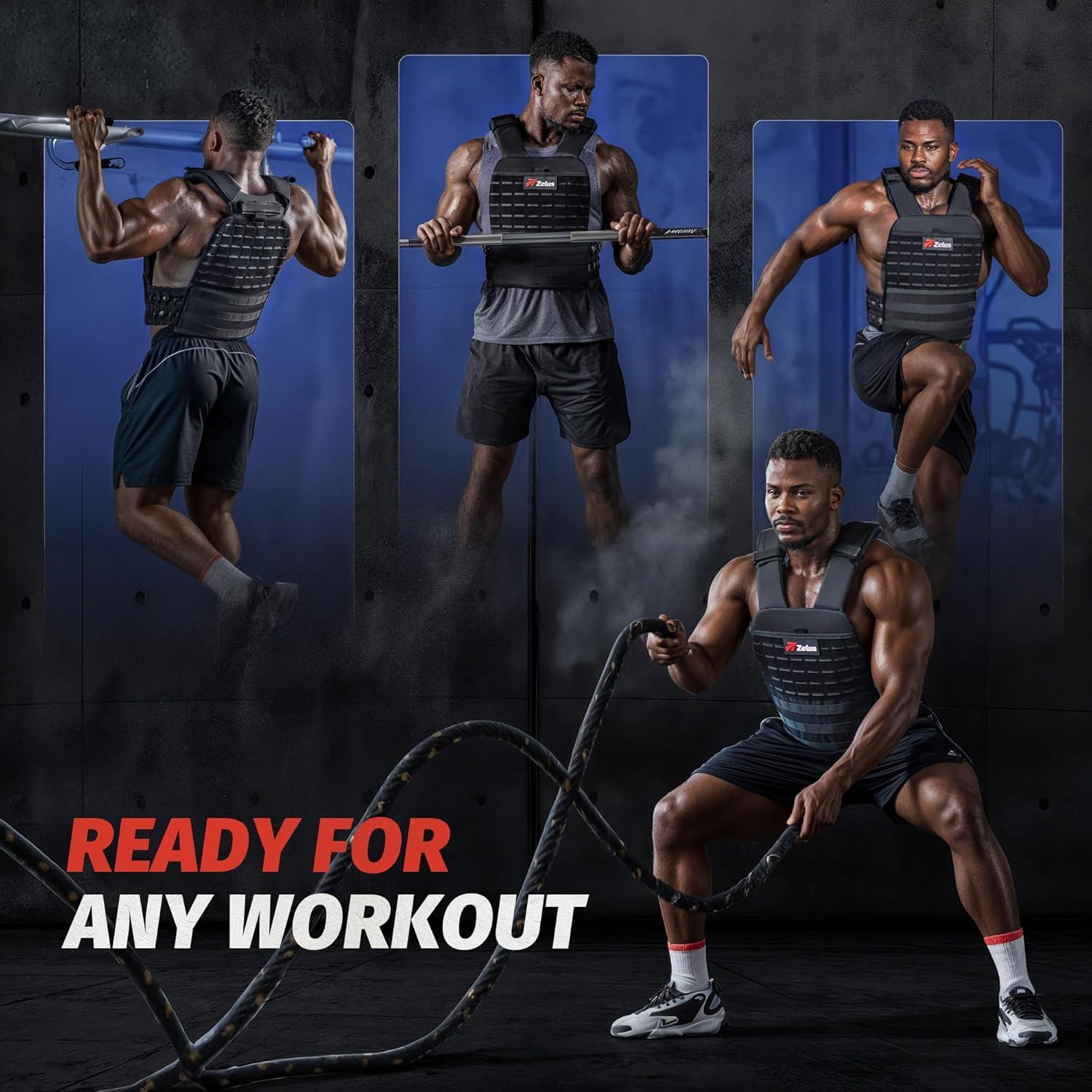 imageZELUS Tactical Weighted Vest Training Vest with MOLLE Panels Chest Pocket Weight Vest for Women Men with Adjustable Shoulder Waist Straps Tactical Training Gear for Outdoor Fitness GymBlack