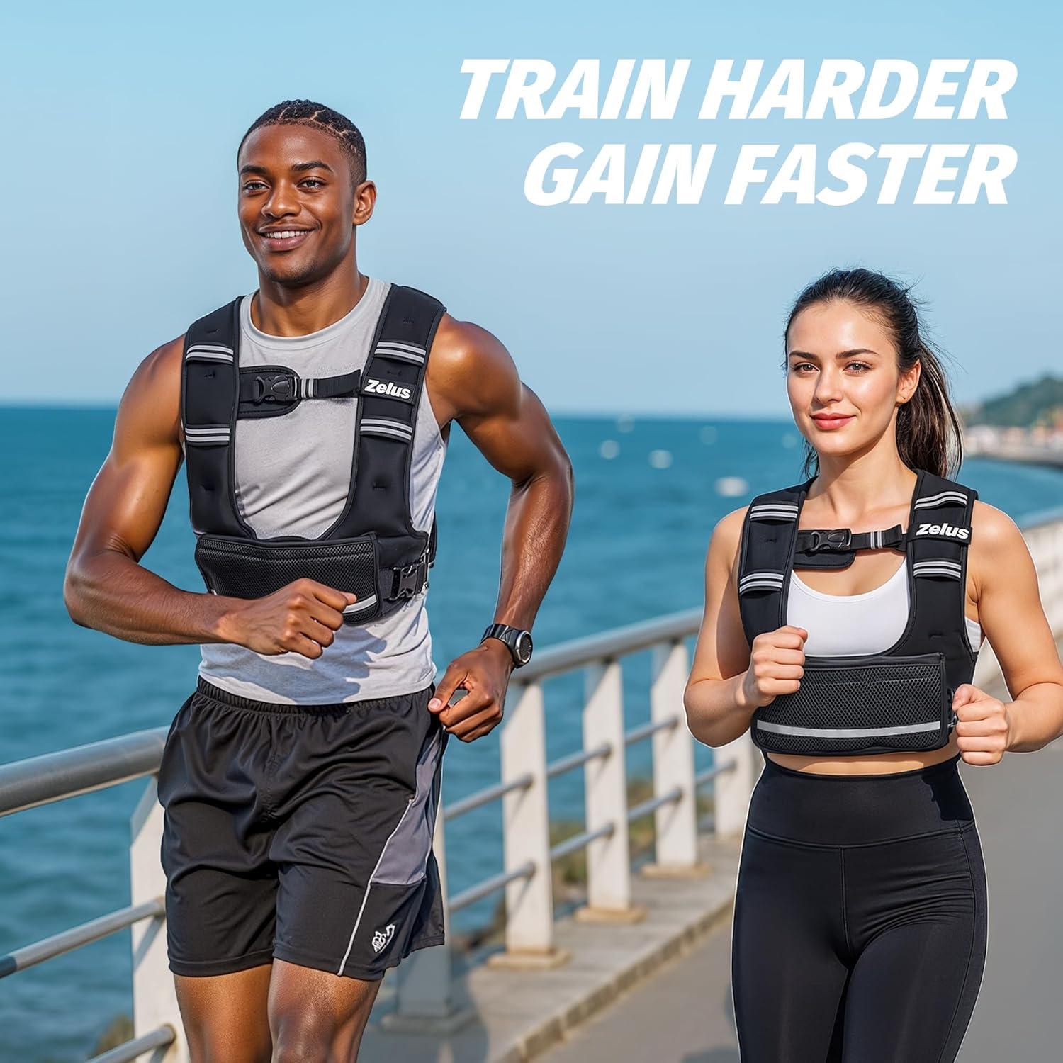 imageZELUS Weighted Vest for Women Men 410lb1120lb2032lb Adjustable Weight Vest with 6 Iron Sand Bags UShaped Rucking Vest with Adjustable Buckle Straps Workout Vest for Strength Training Black1120LB