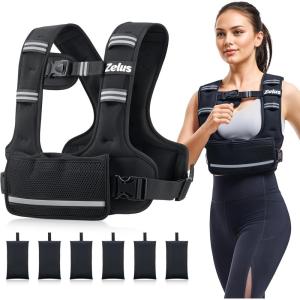 imageZELUS Weighted Vest for Women Men 410lb1120lb2032lb Adjustable Weight Vest with 6 Iron Sand Bags UShaped Rucking Vest with Adjustable Buckle Straps Workout Vest for Strength Training Black1120LB