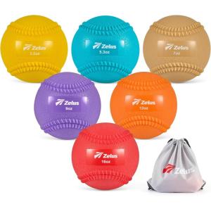 imageZELUS Weighted Baseball Set with Seams for Hitting Pitching Plyometric Baseballs with Carry Bag Variable Weighted Balls for All Skill LevelsFoundation Training6 Pack
