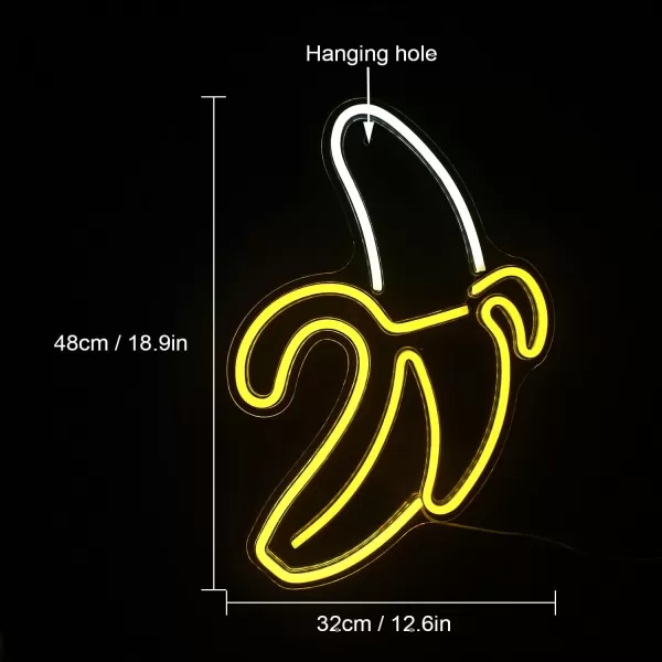 Banana Neon Signs Led Neon Lights Art Wall Decorative Lights Neon Lights for Room Wall Kids Bedroom Birthday Party Bar Decor 11x197 Warm Yellow