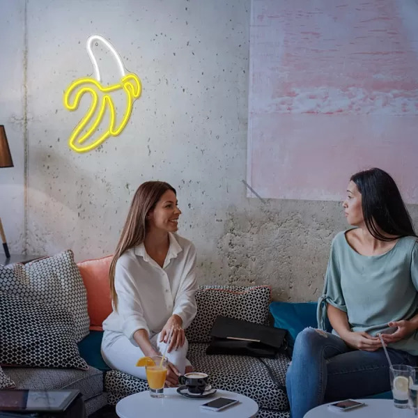 Banana Neon Signs Led Neon Lights Art Wall Decorative Lights Neon Lights for Room Wall Kids Bedroom Birthday Party Bar Decor 11x197 Warm Yellow