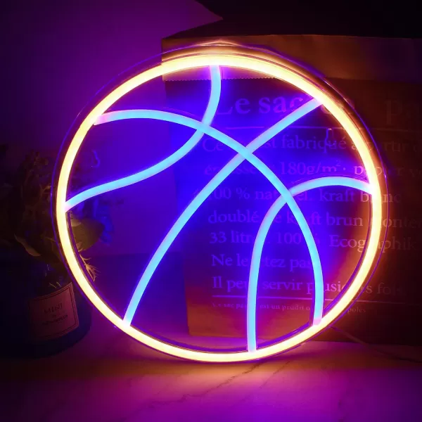 Basketball Neon Signs Sport Neon Light Led Sign Neon Sign for Bedroom Led USB Powered Switch Light up Sign Neon Sign for Wall Decor Bedroom Christmas Birthday Signs Kids GiftBlue Yellowyellowblue