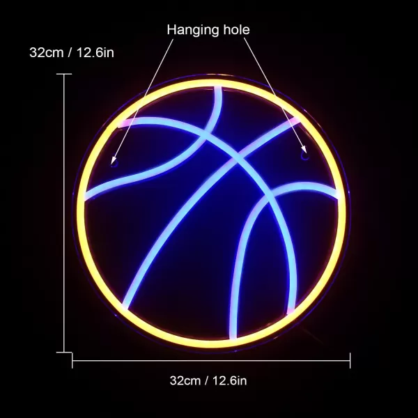 Basketball Neon Signs Sport Neon Light Led Sign Neon Sign for Bedroom Led USB Powered Switch Light up Sign Neon Sign for Wall Decor Bedroom Christmas Birthday Signs Kids GiftBlue Yellowyellowblue