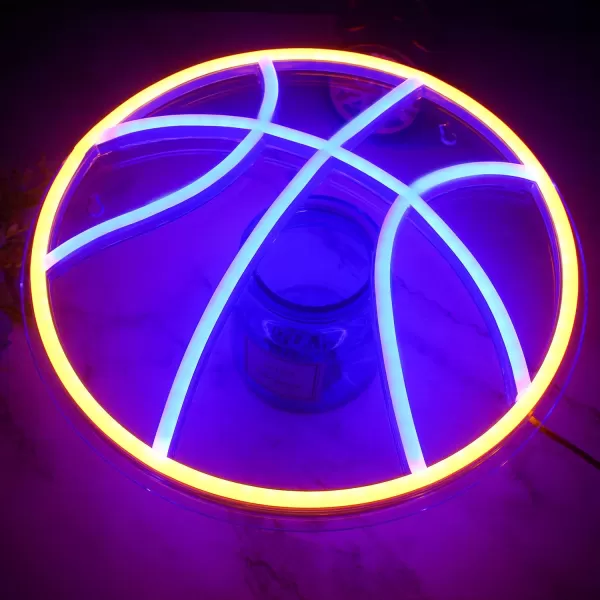 Basketball Neon Signs Sport Neon Light Led Sign Neon Sign for Bedroom Led USB Powered Switch Light up Sign Neon Sign for Wall Decor Bedroom Christmas Birthday Signs Kids GiftBlue Yellowyellowblue