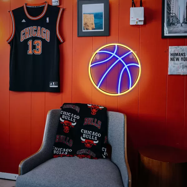 Basketball Neon Signs Sport Neon Light Led Sign Neon Sign for Bedroom Led USB Powered Switch Light up Sign Neon Sign for Wall Decor Bedroom Christmas Birthday Signs Kids GiftBlue Yellowyellowblue