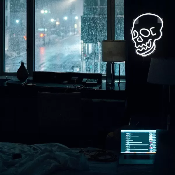 Halloween Neon Sign Skeleton Skull Led Neon Sign White Neon Light Ghost Led Sign USB Powered Switch Light up Sign Neon Signs for Wall Decor Bedroom Halloween Birthday Party SupplyWhiteWhite Skull