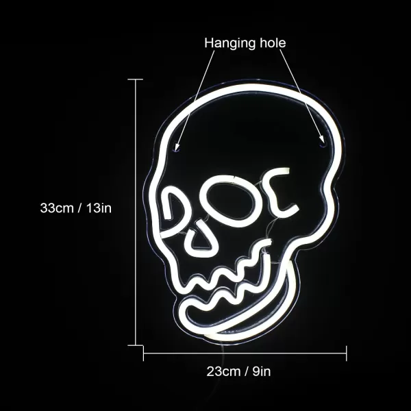 Halloween Neon Sign Skeleton Skull Led Neon Sign White Neon Light Ghost Led Sign USB Powered Switch Light up Sign Neon Signs for Wall Decor Bedroom Halloween Birthday Party SupplyWhiteWhite Skull