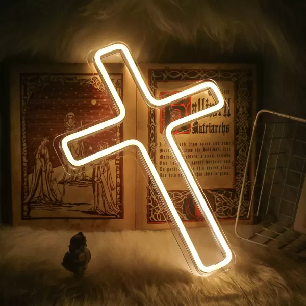 LED Neon Sign for Wall Decor USB Powered LED Neon Light Signs Light up Sign for Bedroom Neon Wall Signs for Kids Birthday PartyCross
