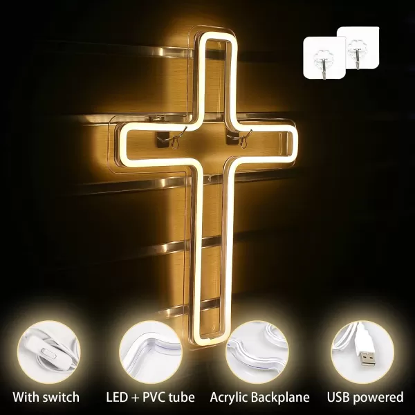 LED Neon Sign for Wall Decor USB Powered LED Neon Light Signs Light up Sign for Bedroom Neon Wall Signs for Kids Birthday PartyCross