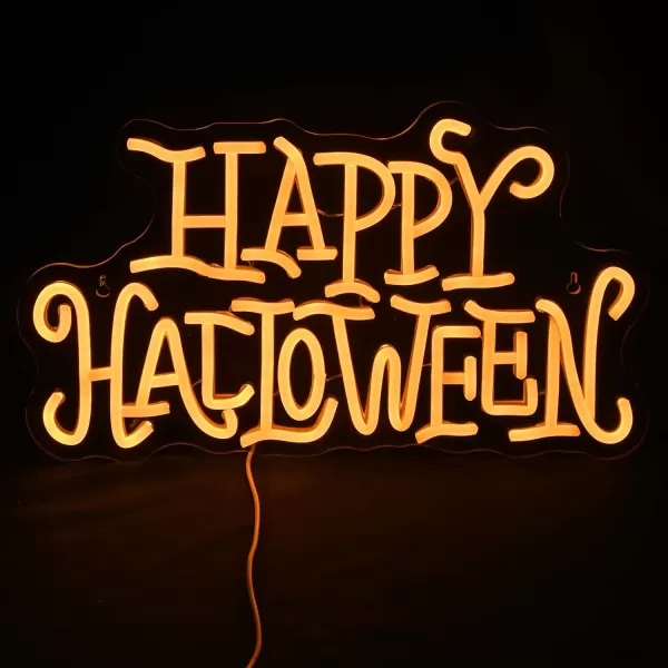 LED Neon Sign for Wall Decor USB Powered LED Neon Light Signs Light up Sign for Bedroom Neon Wall Signs for Kids Birthday PartyHappy Halloween