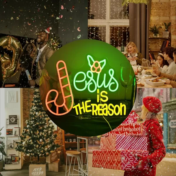 LED Neon Sign for Wall Decor USB Powered LED Neon Light Signs Light up Sign for Bedroom Neon Wall Signs for Kids Birthday PartyJesus is the Reason