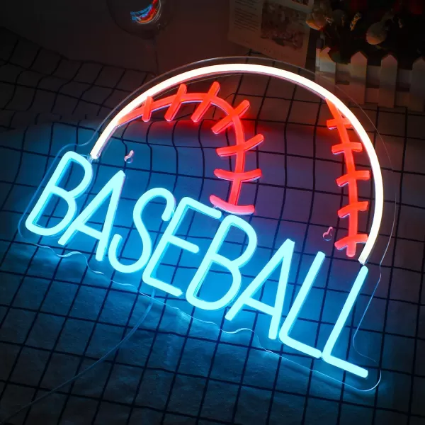 LUCUNSTAR Bubble Milk Tea Neon Signs Boba Tea Led Sign Drink Display Neon Sign for Wall Decor Dimmable Acrylic Milk Tea Light Up Sign Neon Light for Living Room Shop Office Bedroom Gift for Kids Girls Boys Christmas BirthdayRed White Blue Baseball