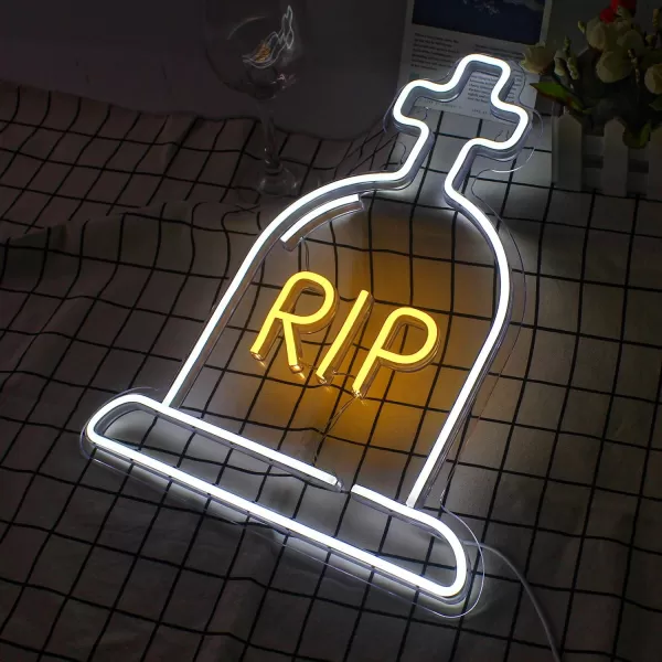 LUCUNSTAR Halloween Ghost Neon Signs Battery Powered Neon Sign LED Neon Night Light with Base Holder Table Decor for Kids Room Halloween Party DecorationsBlue GhostWarm White Cross