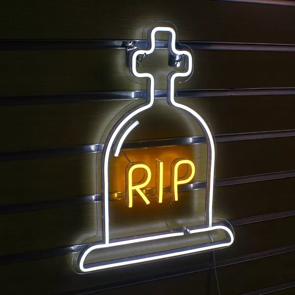 LUCUNSTAR Halloween Ghost Neon Signs Battery Powered Neon Sign LED Neon Night Light with Base Holder Table Decor for Kids Room Halloween Party DecorationsBlue GhostWarm White Cross