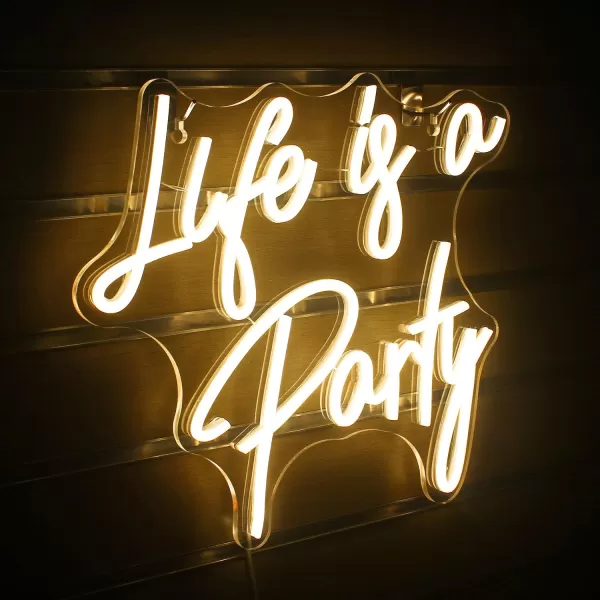 LUCUNSTAR Neon Sign Led Neon Light Signs Wall Hangings LED Signs Usb Powered Neon Sign Lights up Sign for Wall Decor Housewarming Gift Birthday Gift Visual Artwork Bar Pub Club DecorationLife is a Party